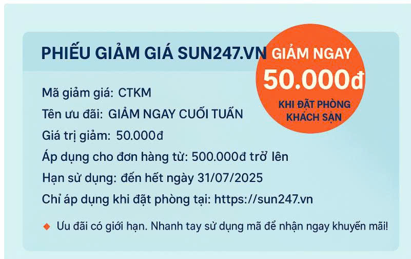 New P🎉 ƯU ĐÃI ĐẶC BIỆT CUỐI TUẦN – GIẢM NGAY 50.000Đ KHI ĐẶT PHÒNG KHÁCH SẠN TRÊN SUN247.VN! 🌞ost
